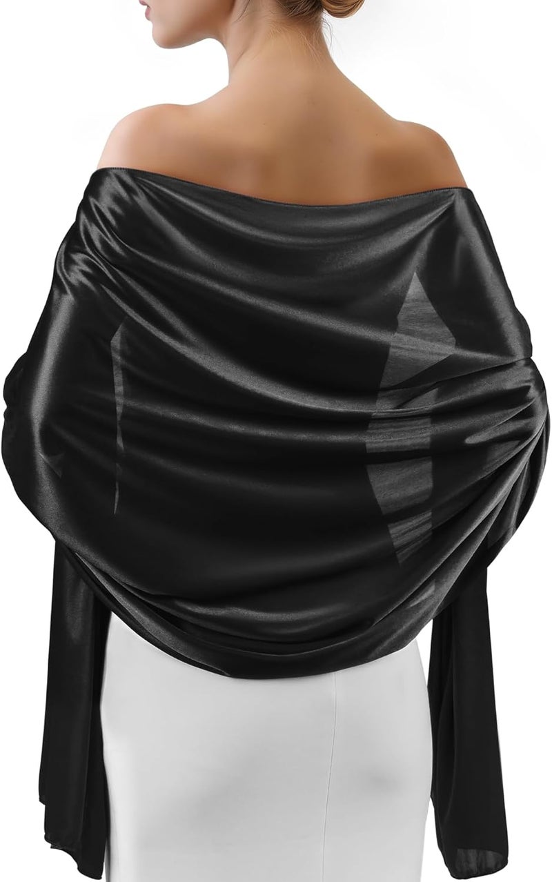 Sofier Satin Shawl Wraps for Women Evening Dresses Wedding Bridal Party Silky Scarf Formal Cover Up Bridesmaid Gifts - Image 1